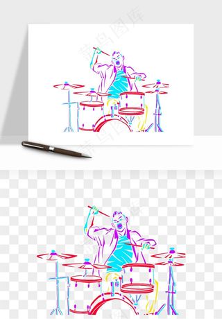 摇滚架子鼓乐器png免抠