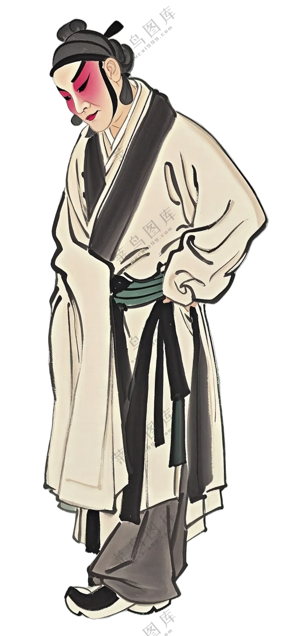 免抠中国画中国风丑角京剧人物