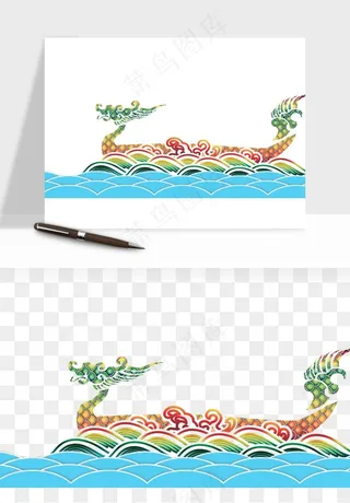 赛龙舟粽子船端午节png免抠