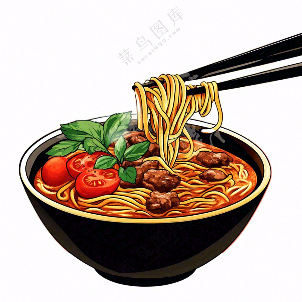 红烧牛肉面香辣美食插画免抠