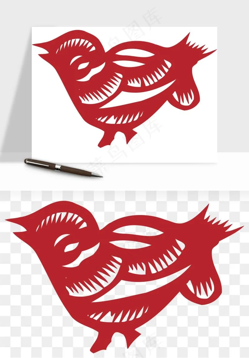 传统花鸟动物剪纸png免抠