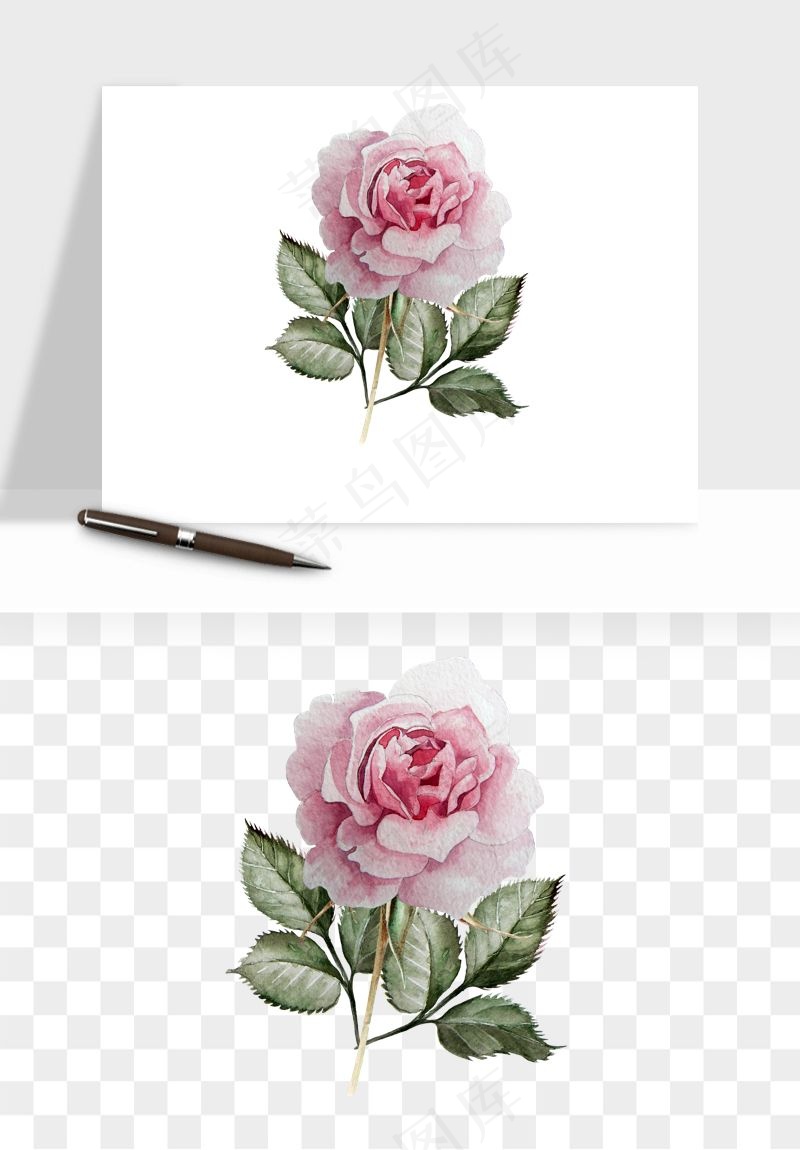 水彩复古花卉png免抠