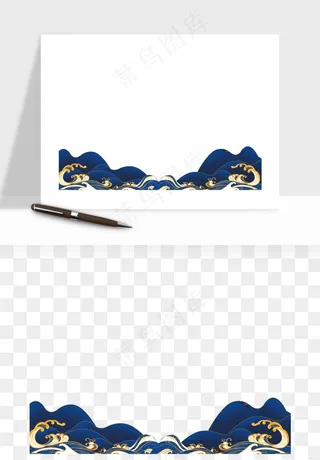 国潮浪花海浪波浪装饰png免抠