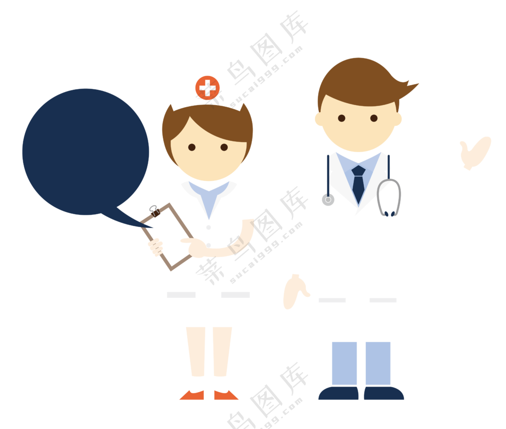 扁平化风格医生与护士人物免抠图片
