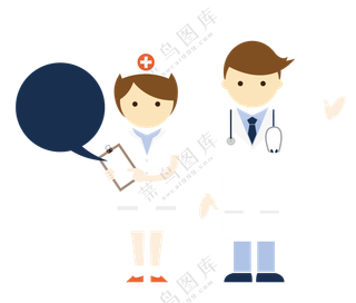扁平化风格医生与护士人物免抠图片