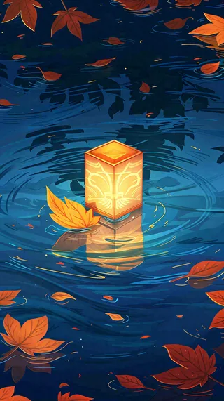 夜晚点灯孔明灯祈福中元节寒衣节插画背景