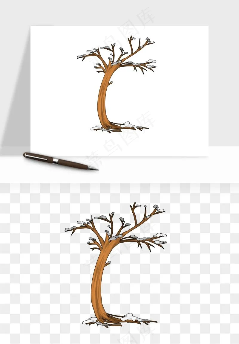 雪树枯树冬天树木png免抠