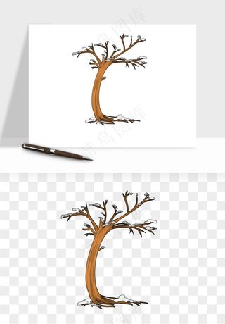 雪树枯树冬天树木png免抠