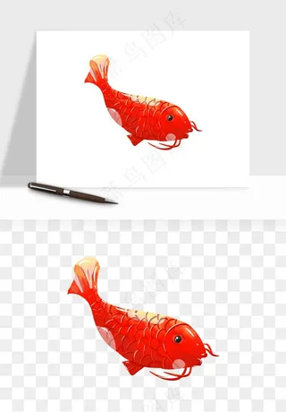 锦鲤鱼手绘水墨png免抠