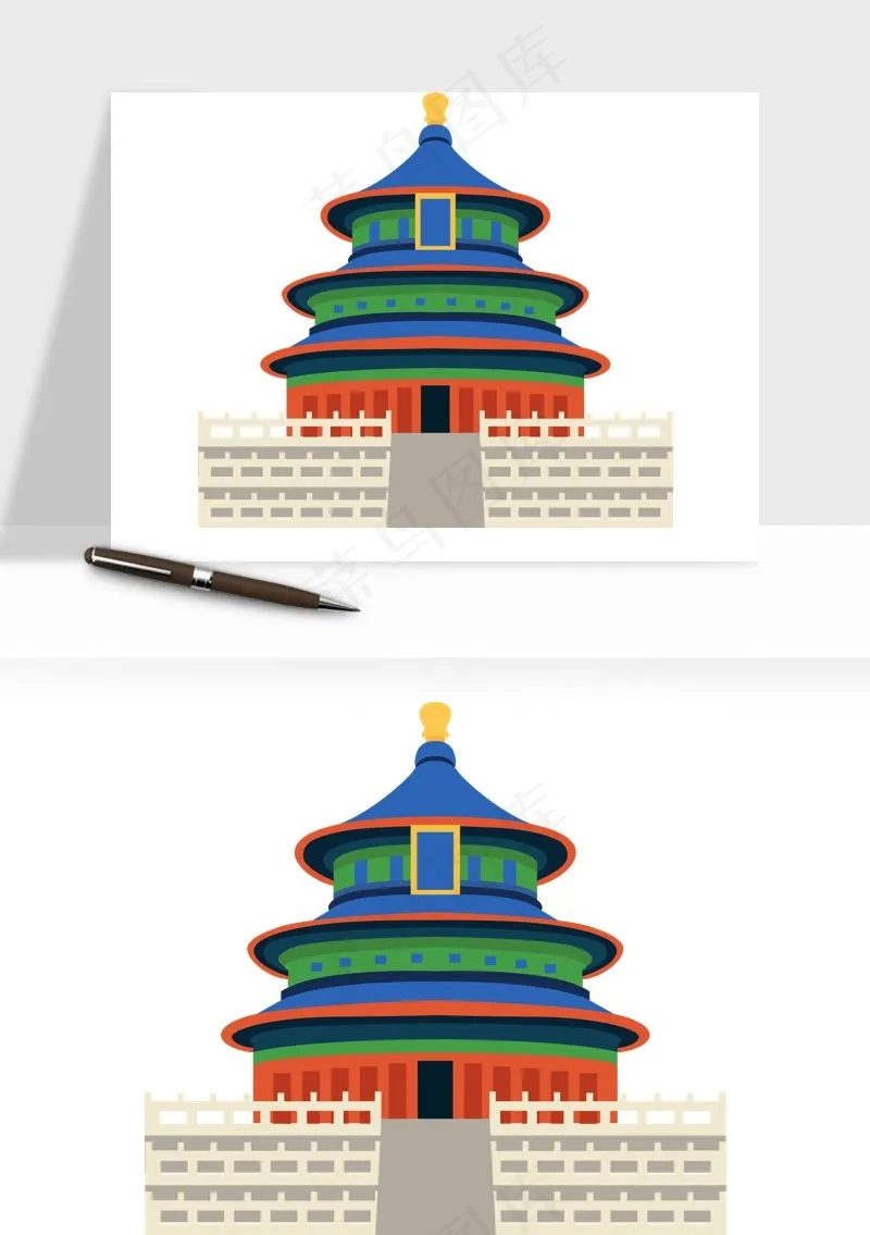 国潮风古建筑古楼古塔鼓楼ai,png免抠图