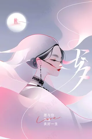 简约人物七夕节日传统活动海报