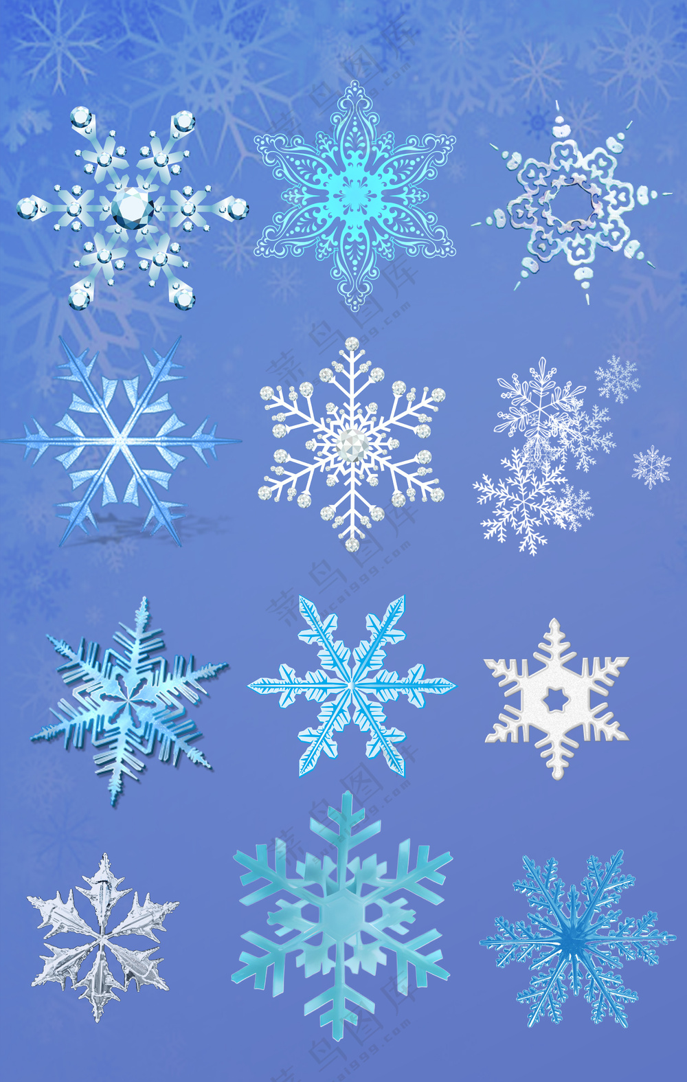 浪漫唯美水晶雪花特写元素大合集
