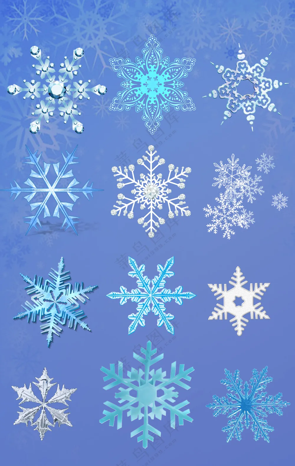 浪漫唯美水晶雪花特写元素大合集