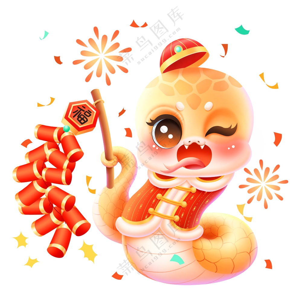 蛇年IP形象插画2025新春贺岁吉祥物蛇宝宝PSD分层图-37