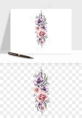 水彩复古花卉png免抠