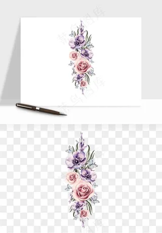 水彩复古花卉png免抠