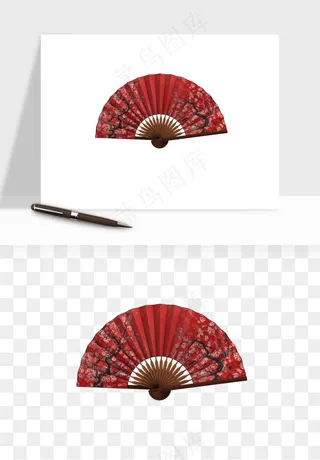 古风扇子元素png免抠