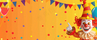 卡通插画马戏团小丑搞怪娱乐快乐表演愚人节插画背景
