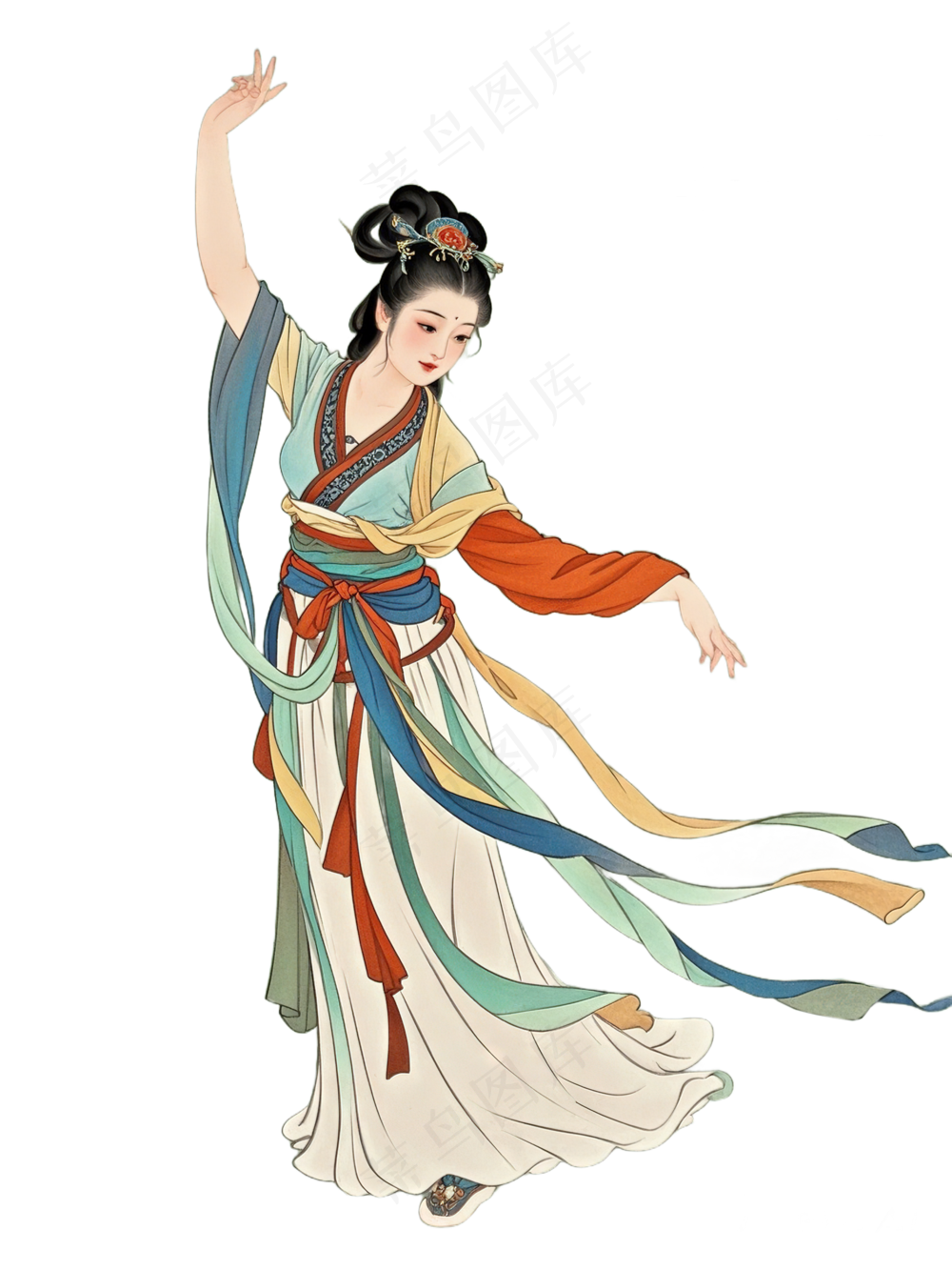 免抠工笔画中国风舞蹈人物