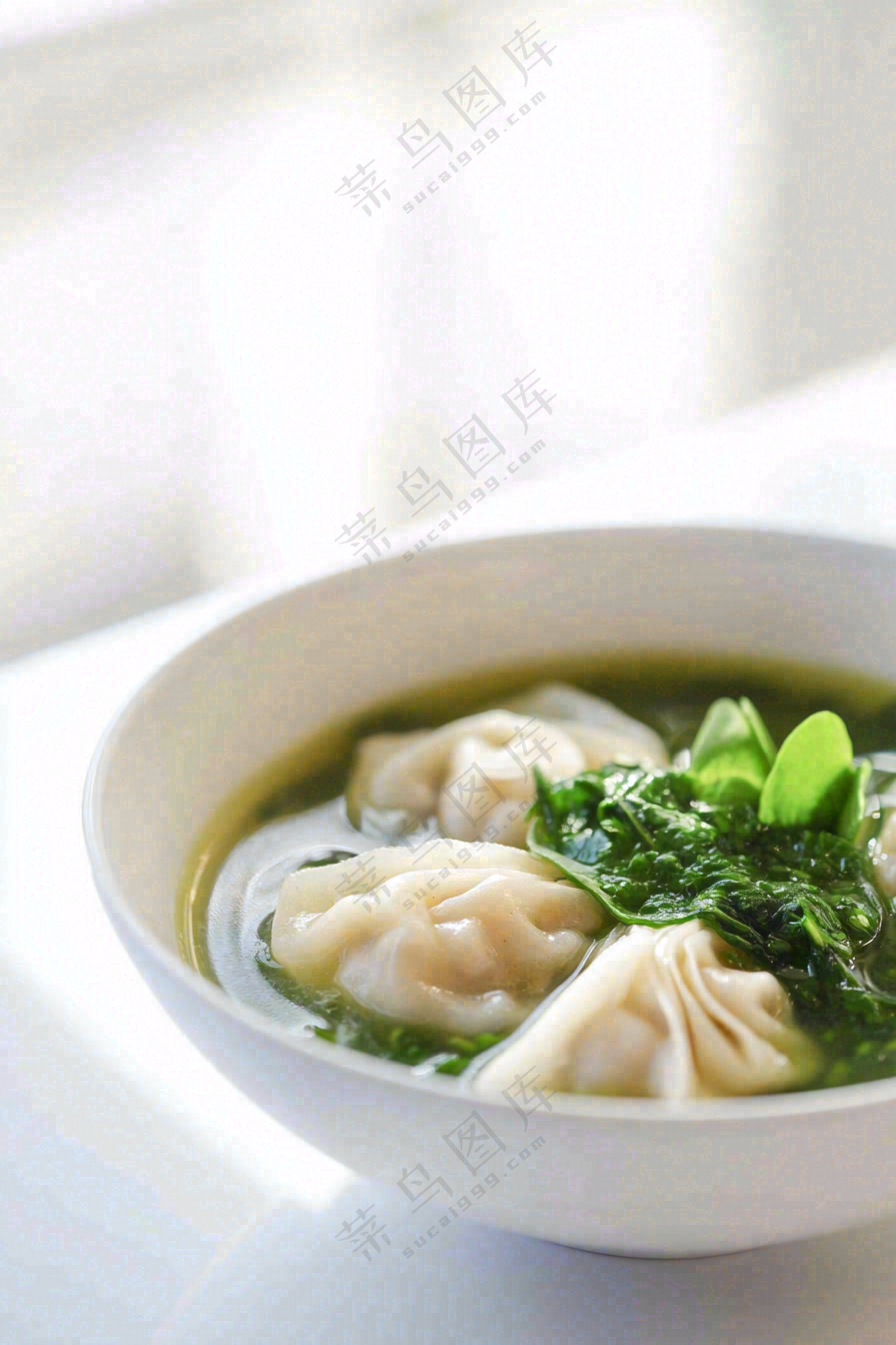 馄饨云吞面食美食摄影图