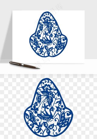 青花瓷花纹花卉图案png免抠