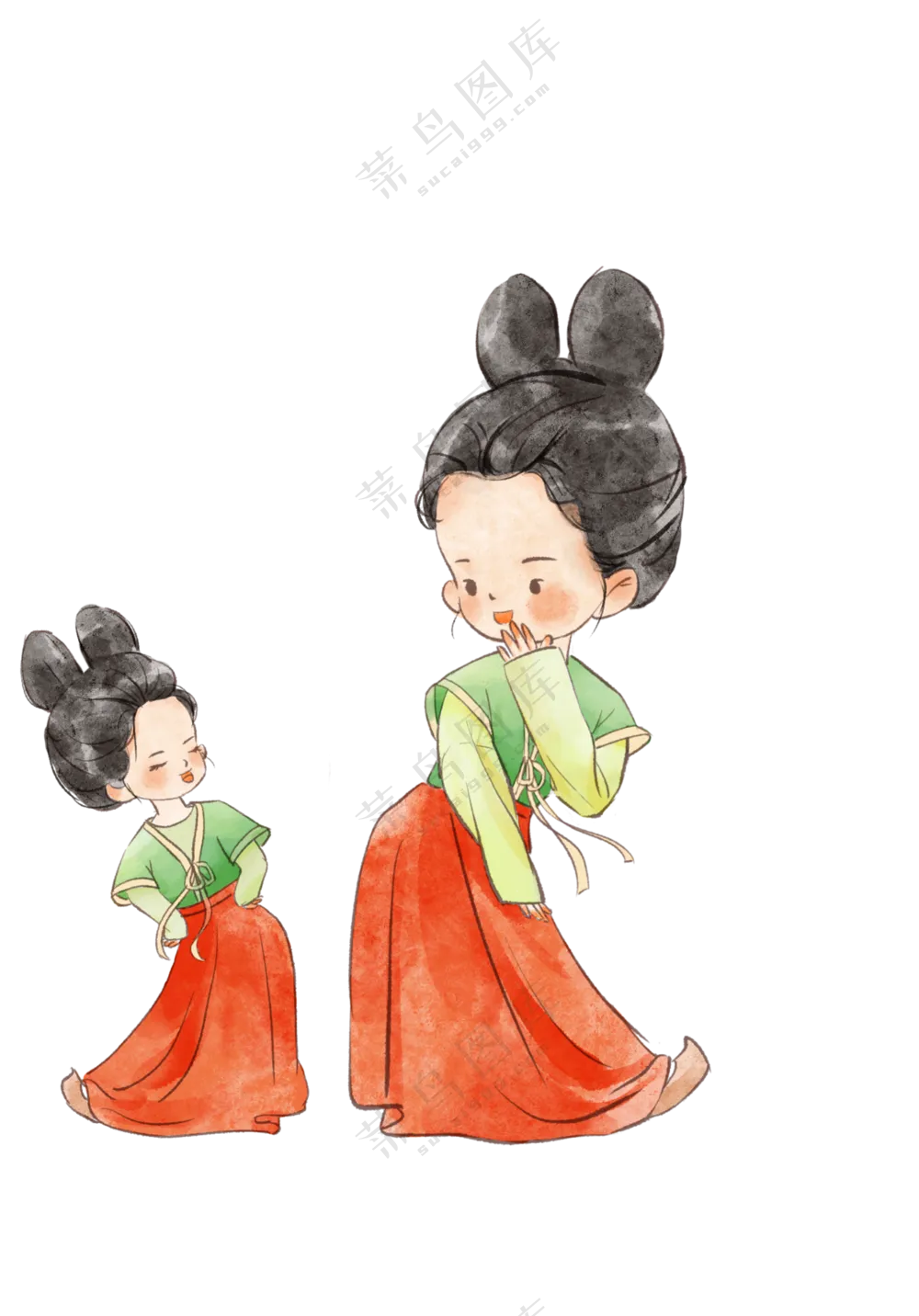 唐宫夜宴人物卡通创意插画免抠图片