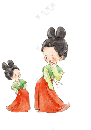 唐宫夜宴人物卡通创意插画免抠图片