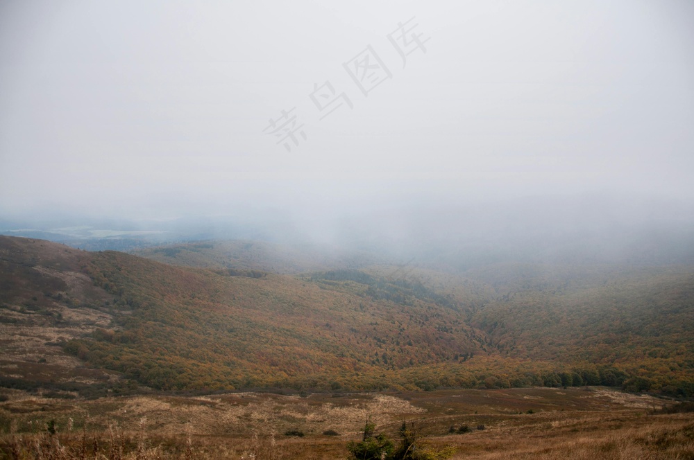 山雾秋韵：朦胧色彩中的自然沉思