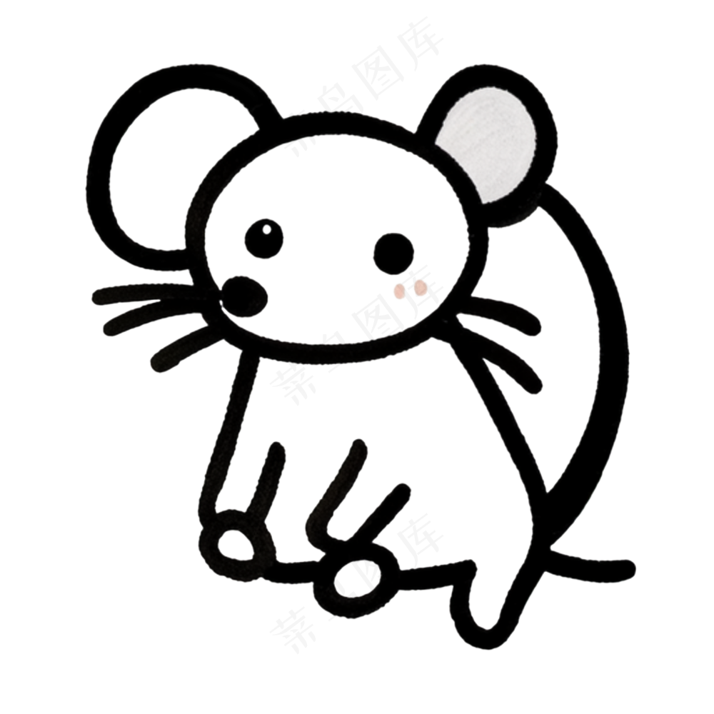 黑色简笔画免抠小老鼠