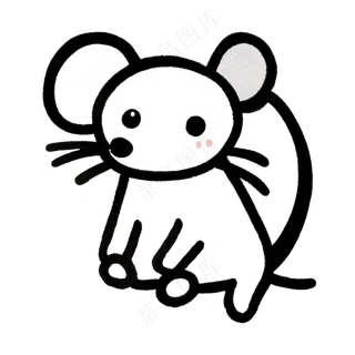 黑色简笔画免抠小老鼠