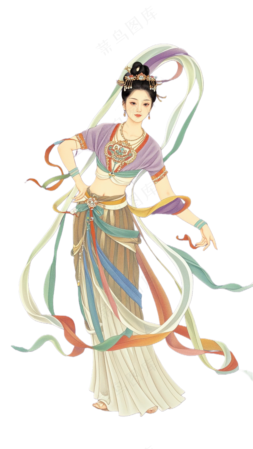 免抠中国风国画工笔画神仙人物