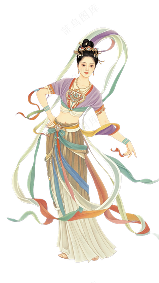 免抠中国风国画工笔画神仙人物