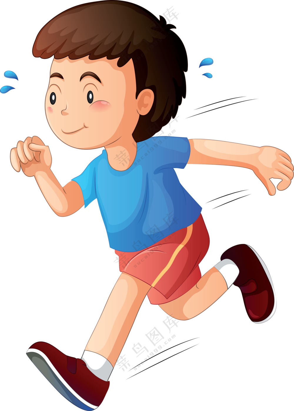 在挥汗如雨跑步的男孩免抠图片素材