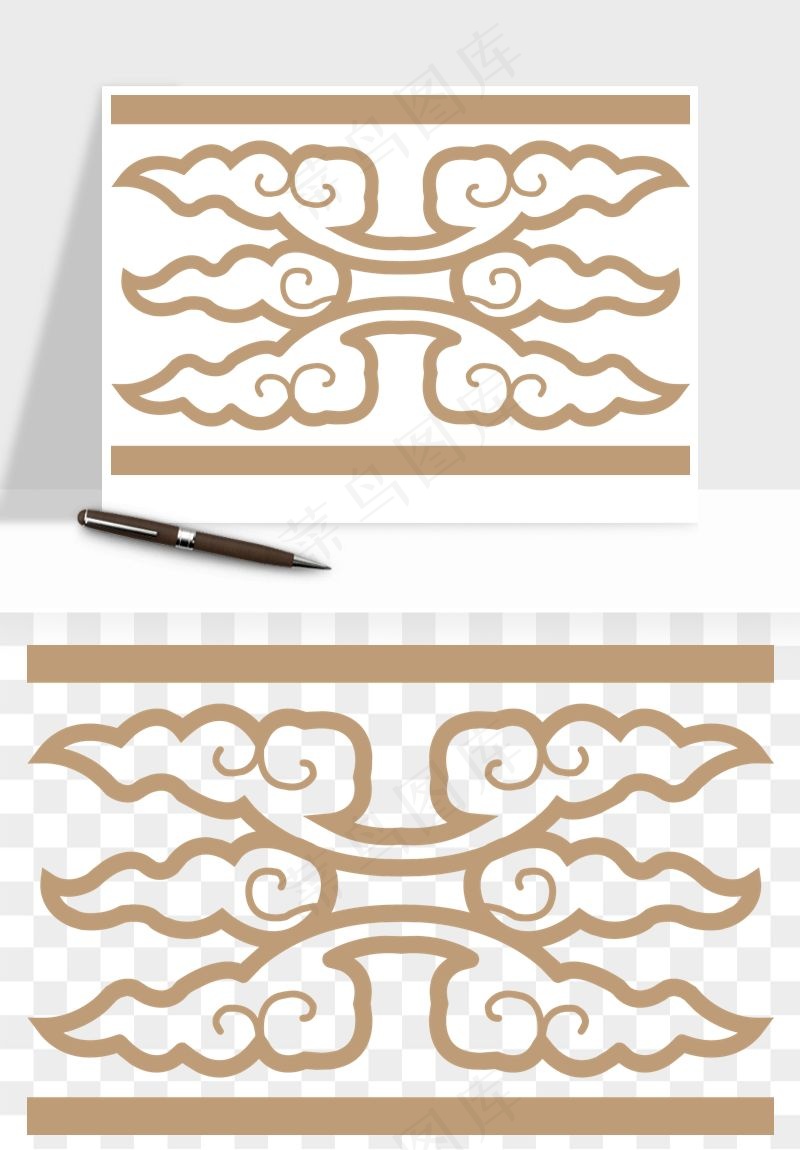 中式边框花纹图案png免抠