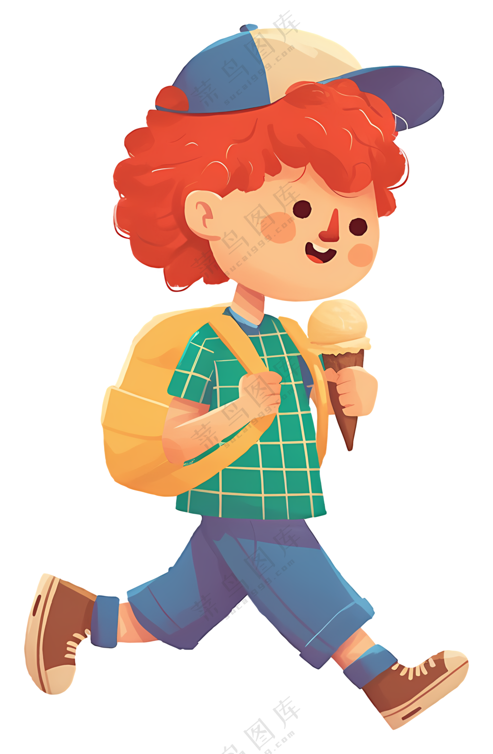 男孩吃冰淇淋