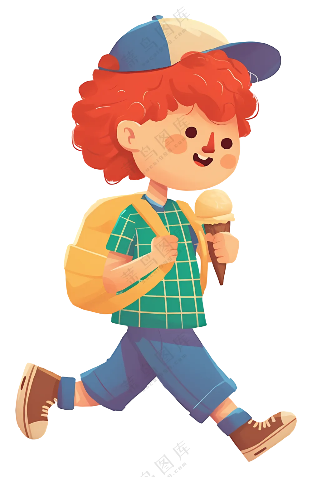 男孩吃冰淇淋