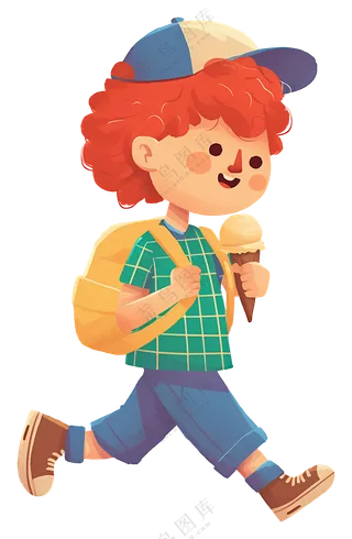 男孩吃冰淇淋