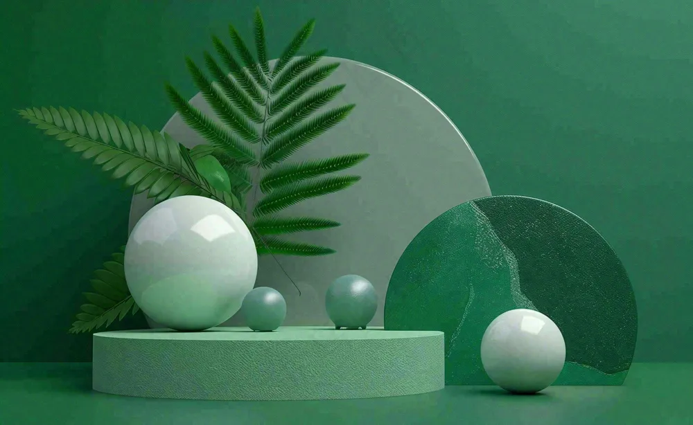 美妆护肤3d展台清新背景