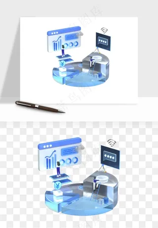 立体2.5d科技商务png免抠