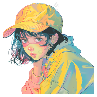 戴帽子和连帽衫的时尚女孩