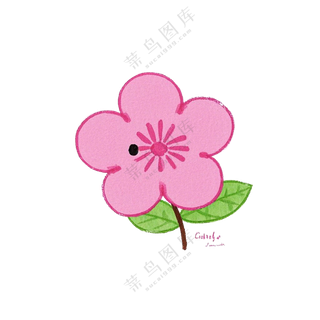 桃花红色春分免扣图