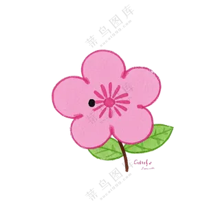 桃花红色春分免扣图