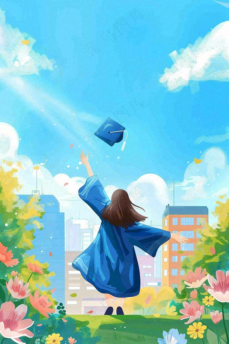 学生毕业季考试青春插画背景