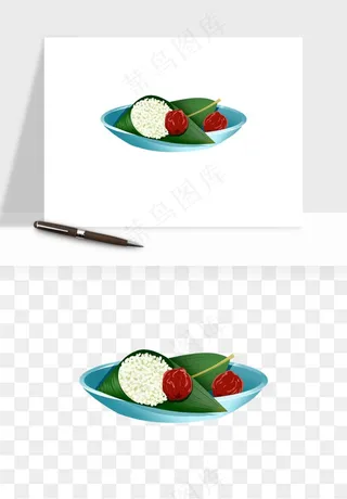 国潮粽子手绘肉粽png免抠