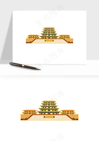 国潮风古建筑古楼古塔鼓楼psd,png免抠图