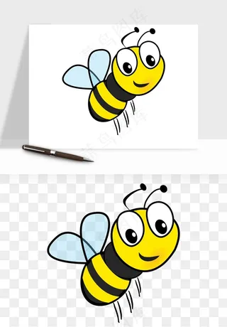 卡通蜜蜂采蜜png免抠