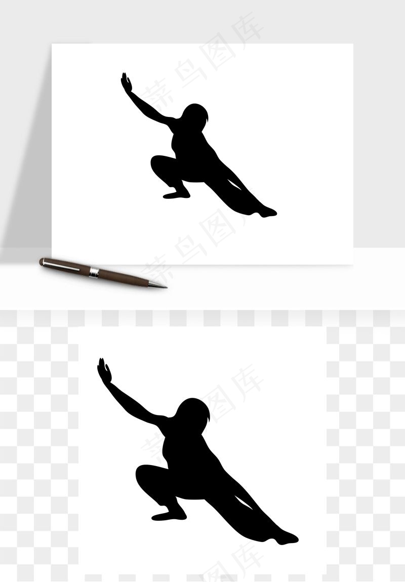 拳击空手道人物剪影矢量