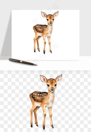手绘梅花鹿小鹿麋鹿png免抠