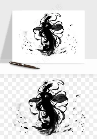 水墨江湖侠客武侠剪影png免抠