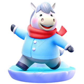 动物3D立体卡通可爱十二生肖戴围巾午马